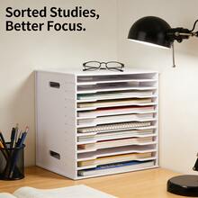 Kệ đựng hồ sơ 12 tầng màu trắng tối giản, kệ lưu trữ giấy tờ, thích hợp cho văn phòng và gia đình. - Mảnh duy nhất - Xem 1