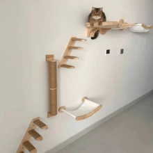 Wall-Mounted Cat Perch, Solid Wood Cat Hammock With Soft Cushion, Max Load 12kg (26lb) - one-size - View 7