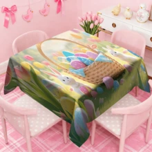 1/20件装精美复活节桌布，100%涤纶材质，复活节彩蛋和可爱兔子图案，适合室内/室外派对和家居装饰、春夏节日装饰、复活节装饰、复活节礼物 - 彩色 - 查看 9