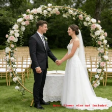 2M Round Hoop Balloon Arch Backdrop Flower Gold Display Stand Frame Wedding New - Gold - View 8