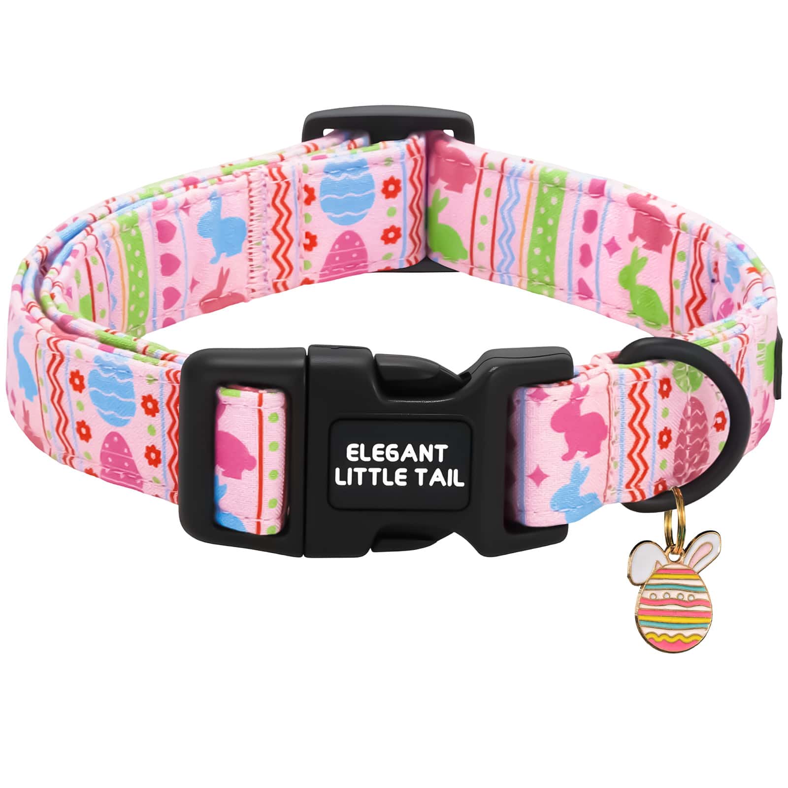 Elegant Little Tail Easter Dog Collar Bunny Pattern Pet Collar Spring Holiday Girl Or Boy Adjustable Pet Collars With Quick Release Buckle For Dogs - Hot Pink - View 1