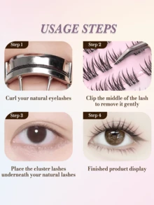 60Clusters Korean Glue Free Eyelashes Natural Lashes Korean Girl Group Eyelash Wear No Glue Needed Lash Manga Cartoon U-Shaped False Eyelashes 11-13mm Pre Glued Soft And Light Lashes Gift For Women And Girl Korean Japanese Makeup Tools - C - 查看 7
