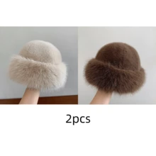 1/2顶冬季保暖护耳加绒渔夫帽，男女通用蒙古风防风滑雪帽，韩版百搭渔夫帽，冬季加绒渔夫帽，女士时尚加厚帽，冬季保暖无檐帽，冬季装备，冬季必备帽子 - 彩色 - 查看 24