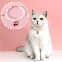 公主风猫咪项链，樱桃心形蝴蝶结吊坠宠物项链，宠物生日礼物纪念品，适合小型猫狗 - 彩色 - 查看 12