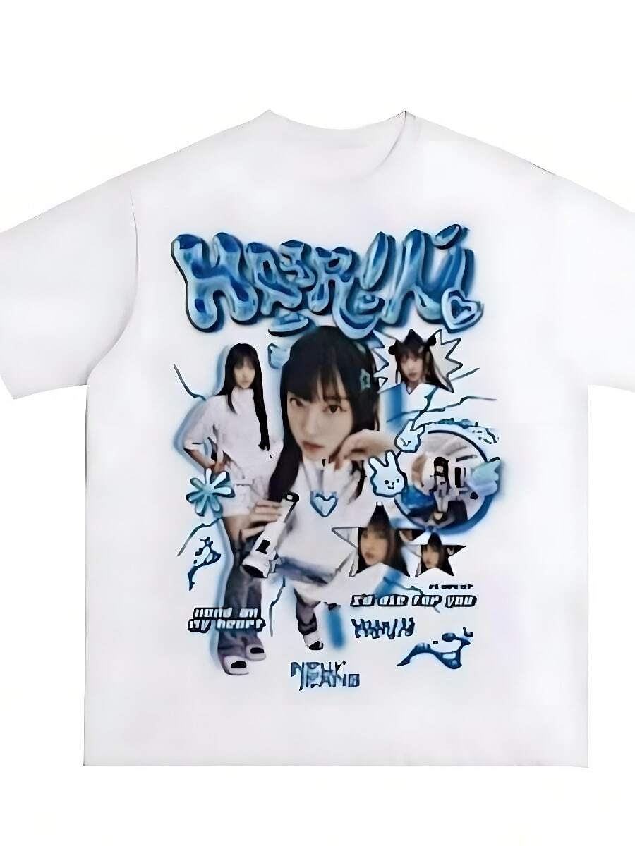 Playeras De Mujer 2026 NEW JEANS Korean Girl Group Printed TShirt MINJI HAERIN HANNI DANIELLE HYEIN Gift For Fans Men Men Fashion Streetwear - trắng - Xem 1