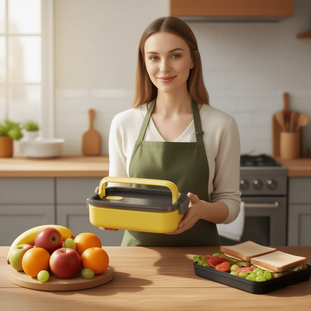 Yellow Bento Lunch Box - 304 Stainless Steel Thermal Container, Leakproof, Ideal For Students, Schools And Offices - Yellow - View 1
