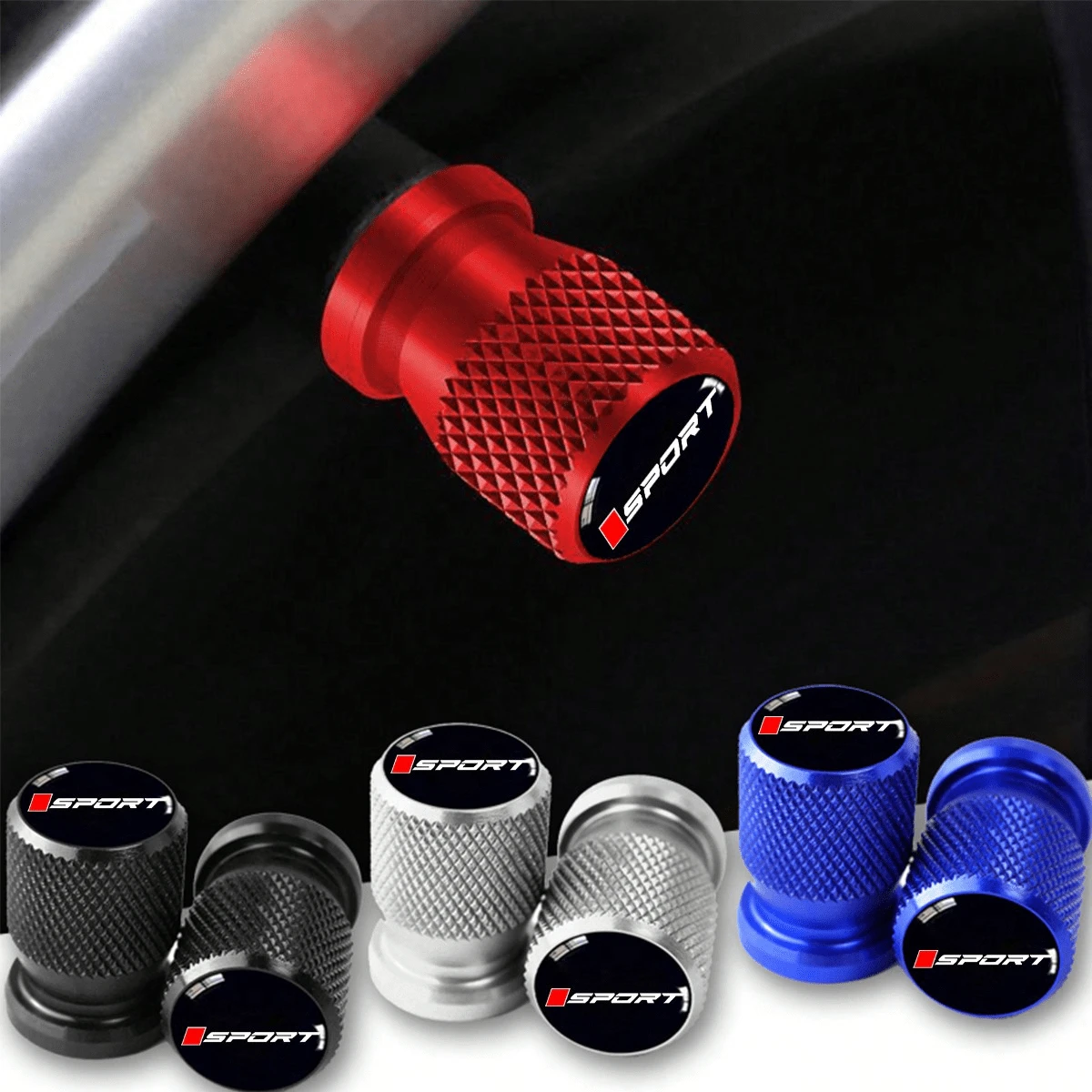 12mm Tapas de válvula de neumático de aleación de aluminio texturizada, con logotipo de resina epoxi, cubiertas de válvula de metal universales, adecuadas para la protección de las ruedas, accesorio duradero y de moda, a prueba de polvo y resistente a los golpes, actualización perfecta y regalo práctico para entusiastas del automóvil - A - Ver 1