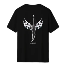 Men's Anime Solo Leveling Short Sleeve T-Shirt Hip Hop T-Shirt Pullover Top Retro Gothic Pattern Sportswear Manga Solo Leveling Casual Men's Short Sleeve - 黑色 - 查看 5
