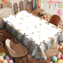 1/20pcs Easter Spring Theme Tablecloth, Rabbit Pattern Tablecloth, Rectangular Polyester Tablecloth, Easter Tablecloth Decor, Home Decor, Indoor Outdoor Holiday Party Decor, Easter Decoration, Easter Gift - Multicolor - View 6