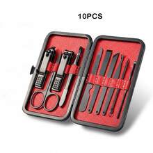 7/8/19件套男士修甲套装，个人护理工具，手指和脚趾甲钳套装，专业指甲和足部护理套装，带旅行收纳盒，指甲修剪器套装，送给男士、丈夫、男友、父亲的礼物 - 紅色 - 查看 11