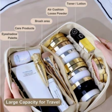 1 PC Elegant Makeup Bag - Portable Travel Storage Box, Handbag Style, Suitable For Makeup And Toiletries, Perfect Christmas, Halloween, Thanksgiving Gifts, Makeup Travel Storage Box - Hồng - Xem 2