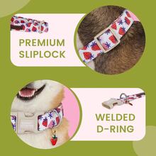 Elegant Pink Dog Collar With Cute Strawberry Pattern, Adjustable Pet Collar With Quick Release Buckle, Suitable For Dogs - Red - View 4