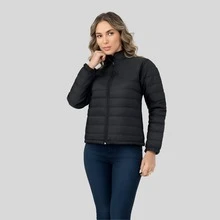 Women's Puffer Jacket, Warm Coat With Lining, No Hood - 黑色 - 查看 5