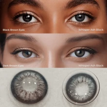 Lalens 紫色、灰色、黑色大眼美瞳一副，直径14.5mm，半年抛型，放大双眼，适合角色扮演、毕业典礼、生日、节日、夏季、秋季，打造时尚妆容，也适合派对、海滩、旅行、露营、户外活动、校园旅行、节日庆典、送礼。玫瑰女孩角色扮演的最佳配色。 - 黑色 - 查看 3