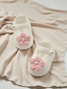 1 par dopskor för spädbarn, vita pärlstickade tofflor, spädbarnsskor - Rosa - Visa 5