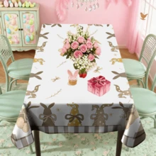 1/20pcs Easter Spring Theme Tablecloth, Rabbit Pattern Tablecloth, Rectangular Polyester Tablecloth, Easter Tablecloth Decor, Home Decor, Indoor Outdoor Holiday Party Decor, Easter Decoration, Easter Gift - Multicolor - View 8