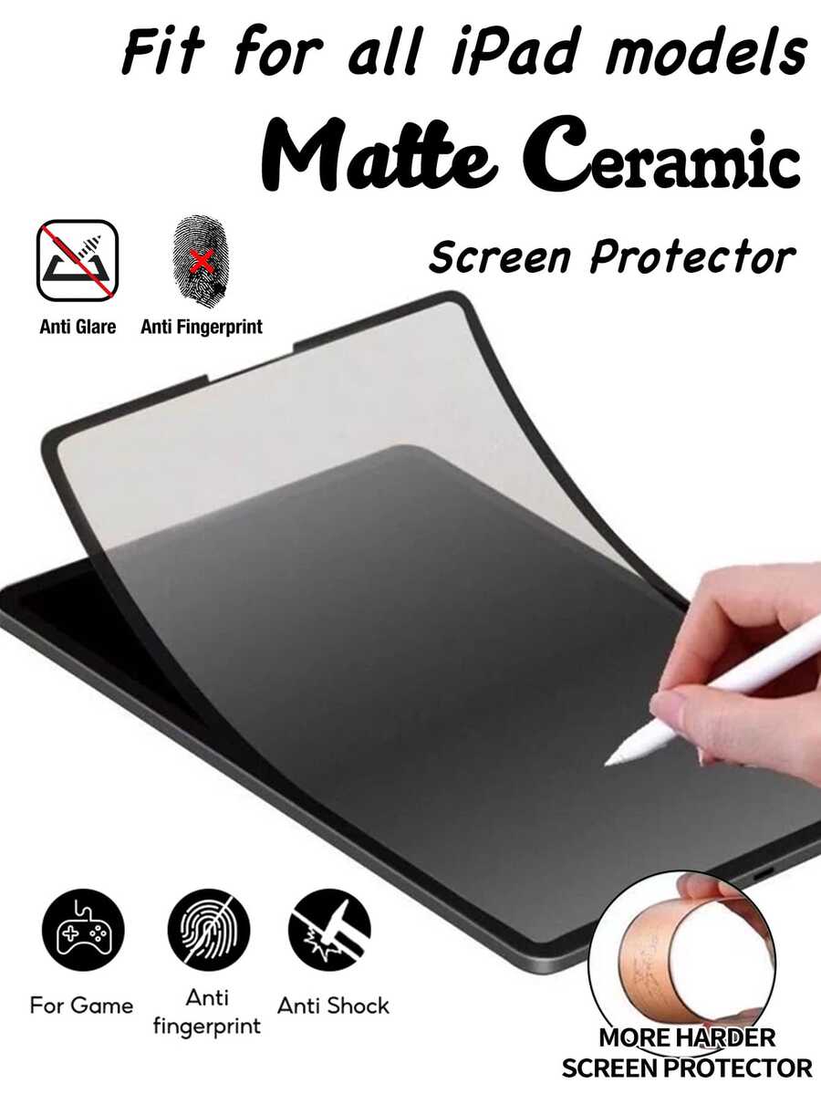 Yezodawee Ceramic Screen Protector For 10.9" 10th Gen 2022 / 11" 11th Gen 2025, High-Definition Soft Matte PET Screen Film, Compatible With 10.9" 10th Gen 2022, High Sensitivity No Bubbles, 9H Hardness Tempered Glass, Anti-Scratch Anti-Shock Anti-Fingerprint, Waterproof Shockproof Full Coverage Compatible With Apple Mini/Air - Clear - View 1
