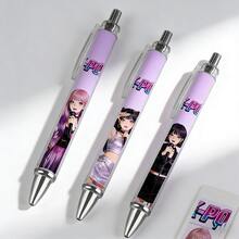 K-POP Theme Ballpoint Pen And Rollerball Pen, Featuring Popular Girl Group Patterns, Black Ink Refill. Quick-Drying Ink, Smooth Writing. Suitable For Young People And K-POP Fans - Sets - View 2