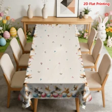 1/20pcs Easter Theme Tablecloth, Cute Rabbit, Colorful Eggs And Butterfly Floral Print Tablecloth, Happy Easter Tablecloth, Spring Theme Dining Table Decor, Easter Decoration, Easter Gift - Multicolor - View 18