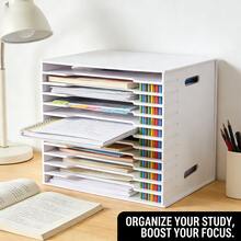 Kệ đựng hồ sơ 12 tầng màu trắng tối giản, kệ lưu trữ giấy tờ, thích hợp cho văn phòng và gia đình. - Mảnh duy nhất - Xem 4