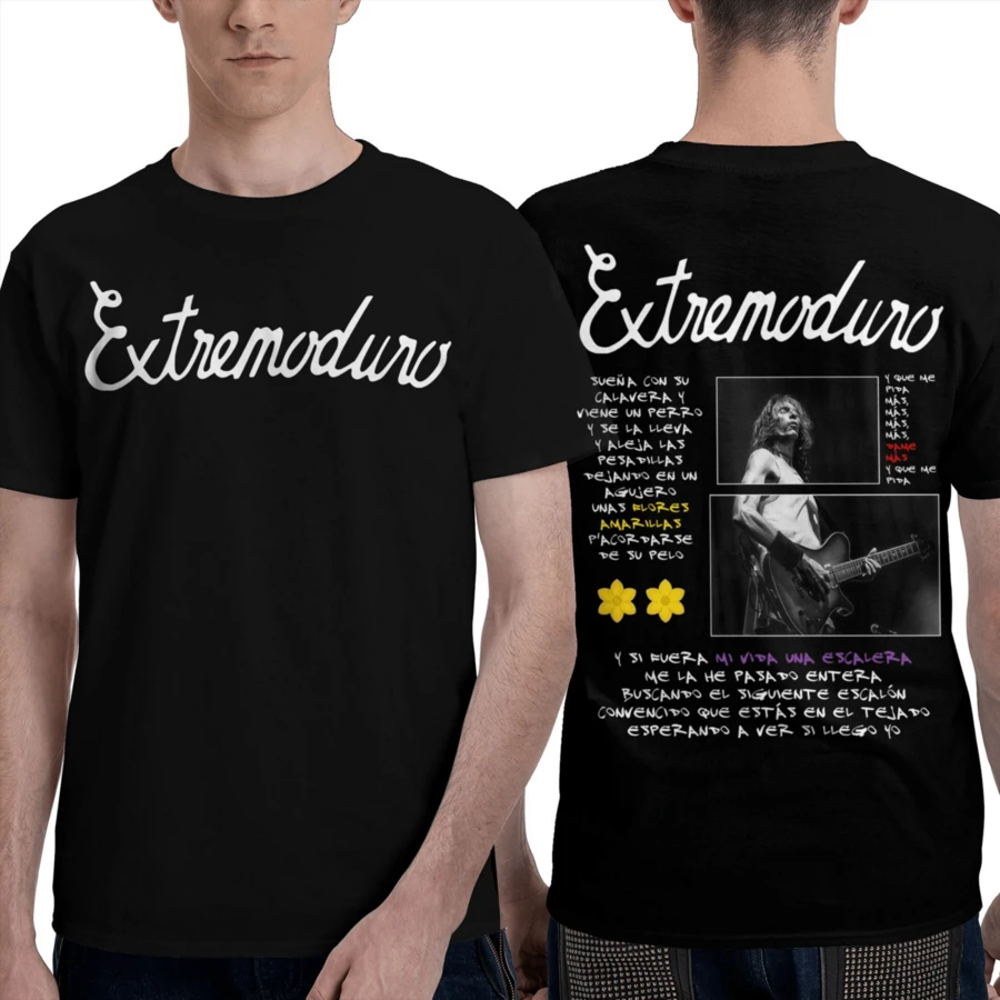 Rockband Extremoduro Tour 2025 Merch T-Shirts Men Women Fashion Retro Short Sleeve T-Shirt Hip Hop Punk Style Oversized T-Shirt - 黑色 - 查看 1