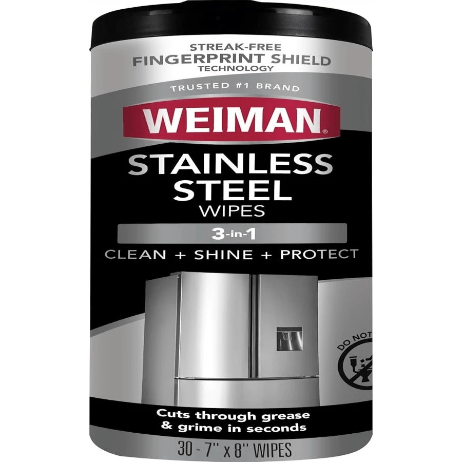 Weiman Stainless Steel Cleaner, 30 Count Cleaning Wipes, Removes Dirt, Grime, And Grease, No Streaks Or Residue, Stainless Steel Polish For A Sparkling Clean And Shiny Surface, Cleaning Supplies - ColorB - 查看 1
