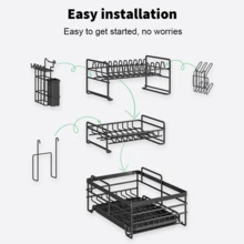 Dish Drying Rack, 3 Tier Large Capacity Drainer Rack With Removable Drip Tray, Stainless Steel Kitchen Dish Drainer With Cutlery Holder - Black - View 8