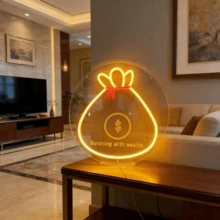 1pc Neon Money Bag Light, Indoor Illuminated Sign, 5V With Switch Control Dimmable, USB Powered - Money Bag - View 3