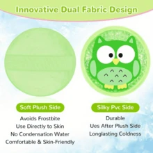 1个可重复使用的卡通凝胶冰袋，带绑带和绒布背衬 - 可爱的熊、狐狸、鸭子、青蛙、羊驼图案，可用于面部、头部、手臂、腿部的冷热疗法 - A - 查看 4