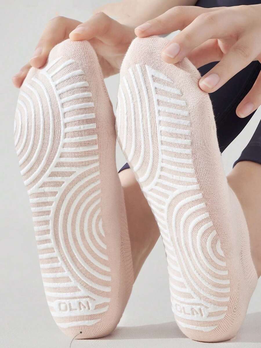 6双装防滑瑜伽普拉提袜 - 女士透气加厚运动袜 - 彩色 - 查看 1