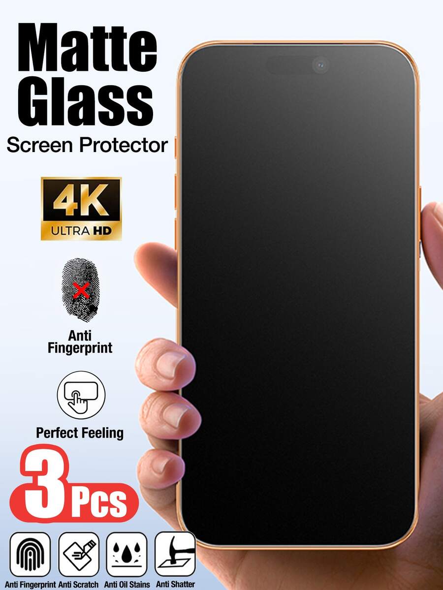 XINHONGYU 适用于 17 Pro Max 的 3 片装磨砂钢化玻璃屏幕保护膜,防眩光、防指纹、防刮花,兼容 17 Pro Max 6.9 英寸全系列 - 3件 - 查看 1