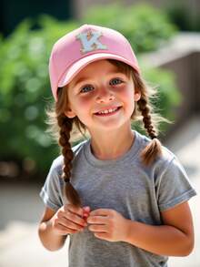 1pc Kids 26 Letter Pattern Baseball Cap, Toddler Boys Girls Sun Hat, Suitable For Outdoor Daily Wear, UV Protection - Pink - View 10