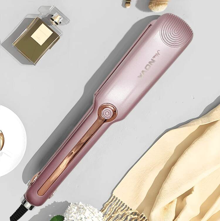 MORE BEAUTY Alisador profesional con placa cerámica, enchufe y calor, ajuste rápido de temperatura, para uso doméstico y salón, regalo para el cuidado del cabello - Kit de alisado del cabello - Añade 3