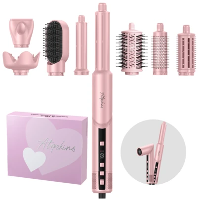ATOPSKINS 8-In-1 ชุดแปรงลมร้อนความเร็วสูงมัลติฟังก์ชั่น | ไอออนลบ 200M + มอเตอร์ไร้แปรงถ่าน 110K RPM | เครื่องม้วนผมอัตโนมัติ, ที่ม้วนผม, แปรงร้อน, เครื่องเป่าผม | จัดแต่งทรงผมได้ทั้งแบบเปียกและแห้ง | สำหรับผมทุกประเภท | ของขวัญที่สมบูรณ์แบบสำหรับแฟนและแม่ | เหมาะสำหรับวันวาเลนไทน์, เทศกาลคาร์นิวัลยุโรป, วันเซนต์แพทริก | ต้องมีสำหรับร้านเสริมสวย/การเดินทาง/บ้าน/ปาร์ตี้