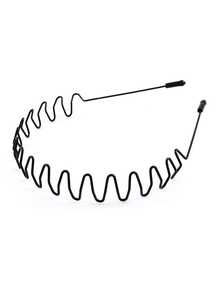 1 件装男士光滑后梳发带，户外运动时尚双马尾发箍/永不掉漆金属头扣夹，适用于男士长发、辫子和其他发型 - 大波浪发箍发圈 - 黑色 - 查看 9