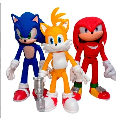 Set Sonicc, Tails, Knuckless 3 Pzs Figuras Articuladas Con Luz