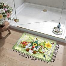 1PC Whimsical Garden Gnomes With Flowers And Butterflies Artistic Door Mat For Entryway, Living Room, Bedroom, Or Kitchen Decor Vibrant Spring Theme Indoor Floor Rug - 彩色 - 查看 13