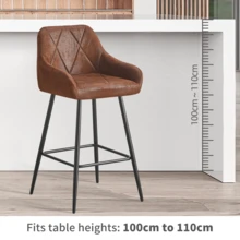 AINPECCA Bar Stools Set Of 2/4, Velvet Breakfast Bar Stools With Upholstered Seat, Armrest And Metal Leg For Home Kitchen, Breakfast Bar, Counter - Brown - View 10