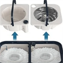 1 Large-Capacity Spin Mop And Bucket – For Big Homes & Deep Cleaning Days,4-Chamber System Separates Dirty & Clean Water, 2-GAL Heavy-Duty Design With Wheels & 6 Refill Mop Heads - White/Grey - A - 查看 2