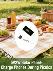 Carregador Solar Monocristalino 5V2W, Bateria Portátil Solar, Sensível, Alta Taxa de Conversão, Carregamento Eficiente, Projetado para Atividades ao Ar Livre como Viagens e Camping, Presente Atencioso para Amigos e Família - Multicolorido - Visão 3