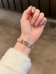 1条中国风花卉金属表带，兼容38/40/41/42/44/45/46/49mm表带，适用于Ultra/SE/Series 10/9/8/7/6/5/4/3/2/1 - 玫瑰金 - 查看 4