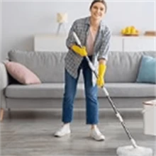 1 Large-Capacity Spin Mop And Bucket – For Big Homes & Deep Cleaning Days,4-Chamber System Separates Dirty & Clean Water, 2-GAL Heavy-Duty Design With Wheels & 6 Refill Mop Heads - White/Red - A - View 3