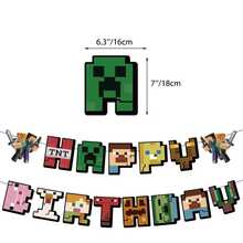Bộ trang trí tiệc theo chủ đề Minecraft - Cờ treo hình thế giới pixel, Steve, Alex, thích hợp cho sinh nhật, Halloween, tiệc Giáng sinh, trang trí nhà cửa dịp Giáng sinh, quà tặng Giáng sinh, đồ trang trí Giáng sinh. - Nhiều màu - Xem 7