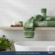 5-Piece Towel Set For Bath And Face, 100% Cotton, With Bath Mat For Bathroom And Washroom - 綠色 - 查看 6