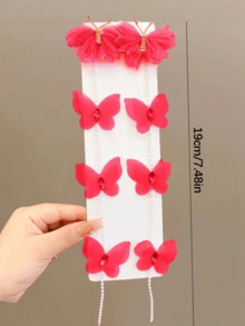 2pcs Chinese Red Bowknot Hair Clips, Girls Hair Accessories, Braided Hairpins, Princess Headwear, Retro Tassel Versatile Hair Clips (No Paper Card) - Multicolor - View 3