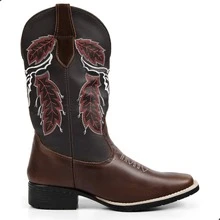 Men's Premium Country Style Western Boots With Square Toe - 鏽棕色 - 查看 4