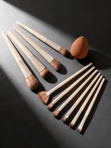 10pcs Makeup Brush Set With 1 Makeup Sponge, Suitable For Daily Use And Travel, Includes Eyeshadow Brush, Concealer Brush And Foundation Brush - Multicolor - View 2