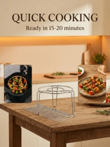 可拆卸悬挂式烤串架，适用于空气炸锅、圆形多针烧烤架、烤箱烤架，随时享受精致生活（12/24/36 串） - 銀色 - 查看 9