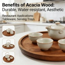 1pc Wooden Rotating Tray, Brown Solid Wood Serving Platter, Suitable For Kitchen, Cabinet, Desk, Room, Living Room, Bathroom, Kitchen Supplies - Rust Brown - View 9