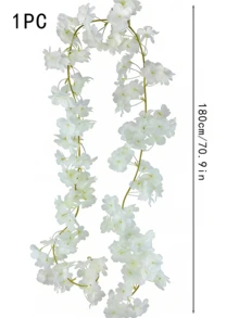 1/3支人造花，人造樱花藤蔓，180厘米/70.9英寸，适用于派对装饰、节日装饰、生日装饰、婚礼装饰、房间装饰、家居装饰、DIY花环、客厅装饰、桌面摆件、室内外装饰、春季装饰 - 彩色 - 查看 2